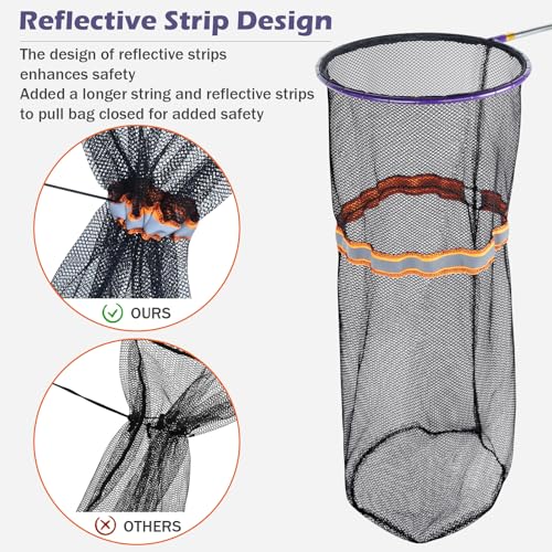 Image of Snake Catcher Net, Rattlesnake Grabber Handling Tool Reptile Closure Net Snake Grabber Tool with 16 inch to 60 inch Telescopic Pole Stick, 12 inch Ring, Secure Drawstring for Transporting and Capturing Snakes