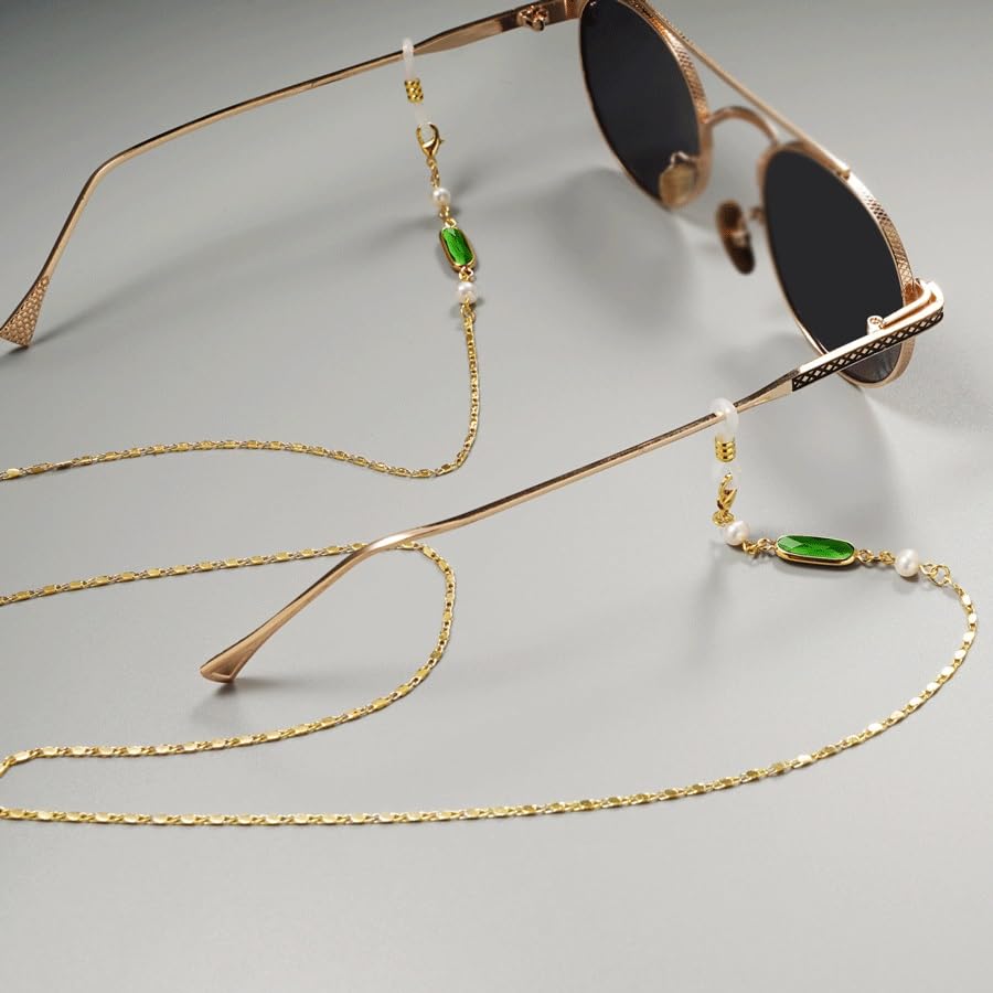 Chaîne de lunettes anti-perte en or véritable et cristal brillant - 2