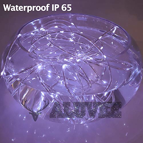 Aluvee Solar Rope String Light,Garden Decoration Outdoor Waterproof Rope String Christmas Lamp Wedding Party Tree Xmas Decoration Tree Xmas (33ft/100LED,White + PVC Tube)