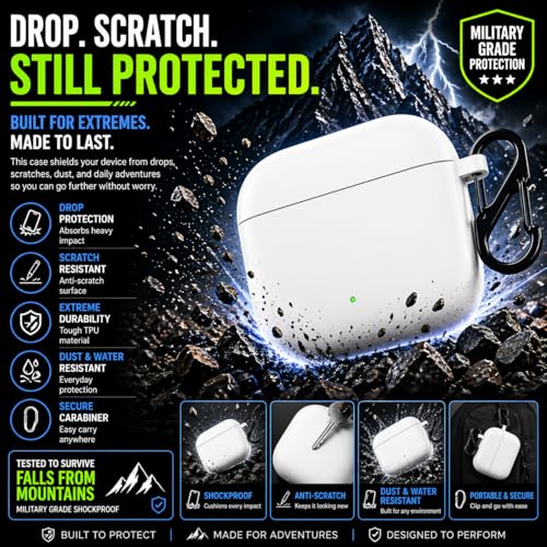 Image of Anvique Silicone Case Cover for Oneplus Nord Buds 4 Pro, Scratch Resistance, Shock Absorption, with Premium Carabiner (White)