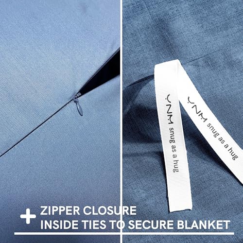 YnM Exclusive Cooling Duvet Cover for Weighted Blankets with 16 Strings (Blue Grey, 48"x72")