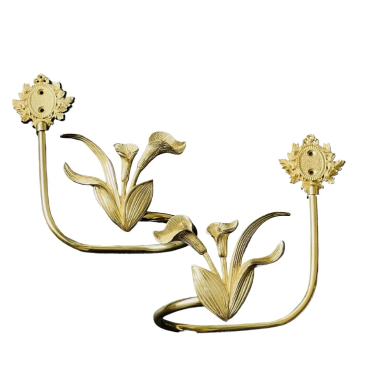 Brass Curtain Tieback Hook Golden Curtain Hooks Full Copper Angel Buckles Holdbacks Wall Mounted Decor Hangers(Orchid-B PAIR)