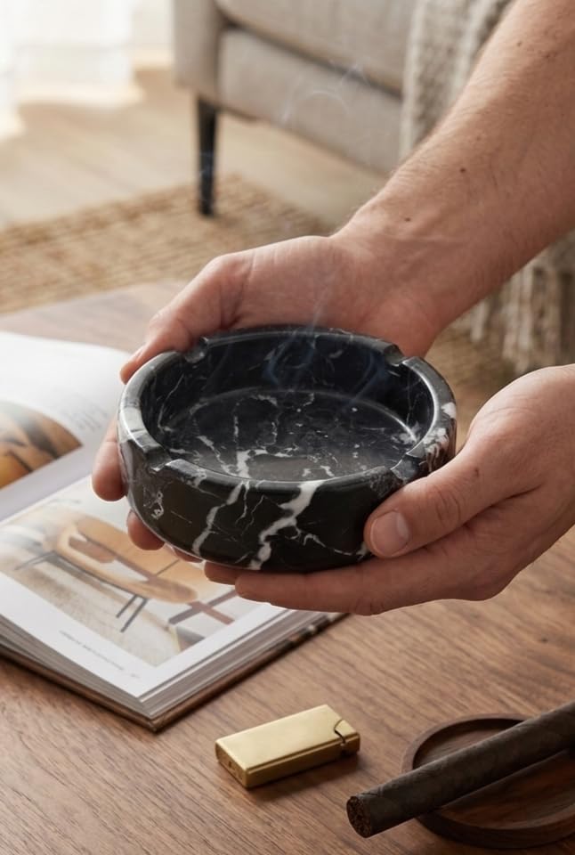 Amazon.co.jp: SPESHSTONES 大理石灰皿 4.8インチ ブラック