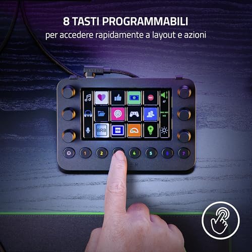 Stream Controller - Tastiera All-in-One per lo Streaming e la Creazione di Contenuti (12 Tasti Aptici Commutabili, 6 Quadranti Analogici Tattili, 8 Pulsanti Programmabili) Nero - Controller - Immagine 6