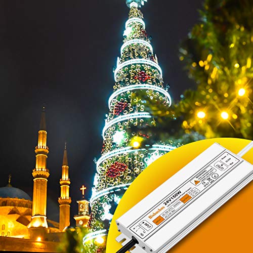 Image of 150W LED Driver AC110V to 24V DC Transformer Power Converter, IP67 Waterproof Low Voltage Transformer with 3-Prong Plug for Any Outdoor and Indoor Led Lights, Computer Projects