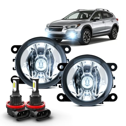LED Fog Lamp Upgrade - 2020 Subaru Impreza 4 OCPPMG LED Fog Lights Assembly for Subaru Crosstrek 2016-2024 & Impreza 2017-2024, 3.5' Round Clear Lens,Equipped with 6000K Pure White LED Bulbs, Driver & Passenger Side Fog Lamps(4-Pack)