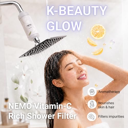 Image of NEMO Vitamin Shower Filter (Simple White Musk) | Made in South Korea | Vitamin C + Glycerin Enriched | For Soft Skin & Smooth Hair | Advanced Chlorine & Rust Removal | De-stress with Aromatherapy