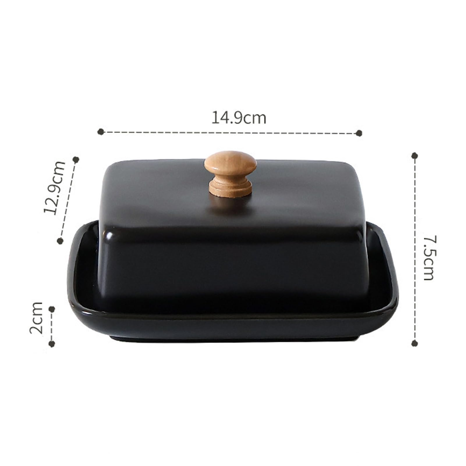 Dxcaicc Butter Dish with Lid for Countertop, Ceramic Butter Container, Butter Tray Small Butter Dish Covered,15X13x8cm,Black
