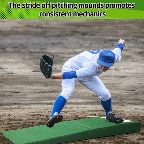 Leitee 6\" EVA Portable Pitching Mound for Baseball Softball Pitchers Mound One-Piece Youth Training Pitchers Mound for Indoor Outdoor Pitching Practice and Training 6\" H x 6\'8\"L x 2\'6\"W