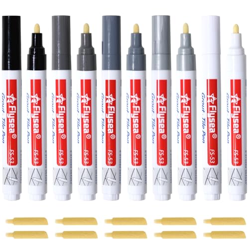 10 bolígrafos de lechada de 5 colores, bolígrafo de lechada de azulejos de cerámica, bolígrafo de lechada blanca con 10 puntas de repuesto para reparar paredes de azulejos de baño y suelos de cocina