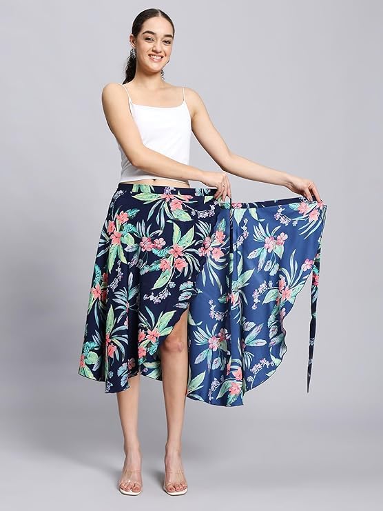 Image of Women's Boho Skirt High Low Split Summer Beach Midi Wrap Skirts