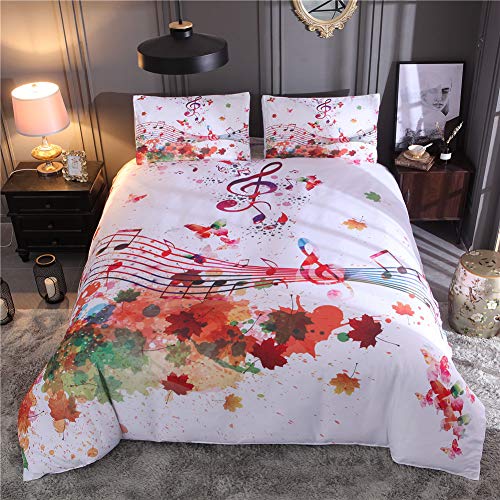 FANSU 3D Parure de Lit Housse de Couette 3 pièces Impression Microfibre Hypoallergique avec Fermeture éclair Taies d'oreiller (200 * 200,Musique Dynamique)