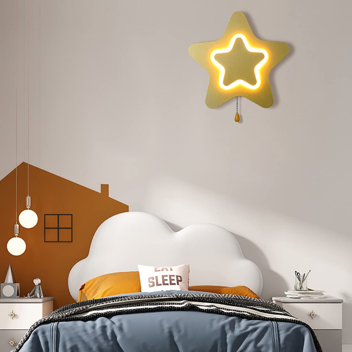 Applique Da Parete A Stella LED - 3 Colori Luce (calda, Neutra, Bianca), Ferro E Acrilico, Per Camera Bambini