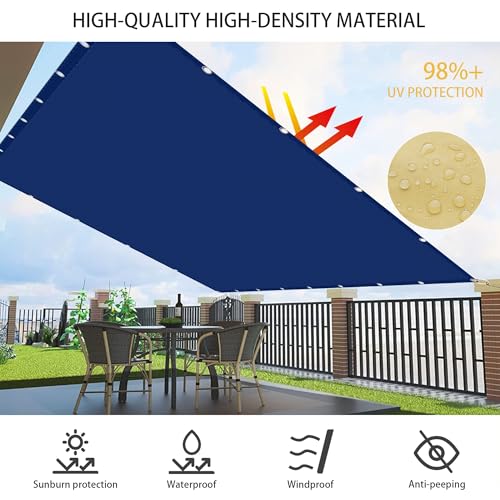 Toldo vela de sombra rectangular resistente al agua azul oscuro 60x200cm para jardín y balcón 4