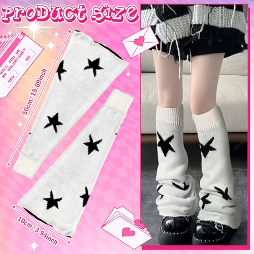 Image of Geyoga Y2k Accessories Harajuku Leg Warmers Gyaru Clothes Japanese Kawaii Girls Leg Warmers Goth Cute Lolita Knit Boot Socks