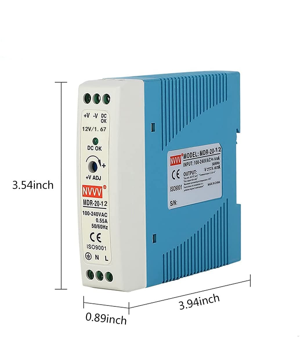 MDR-20-12 AC to DC DIN-Rail Power Supply 12V 1.67 Amp 20W