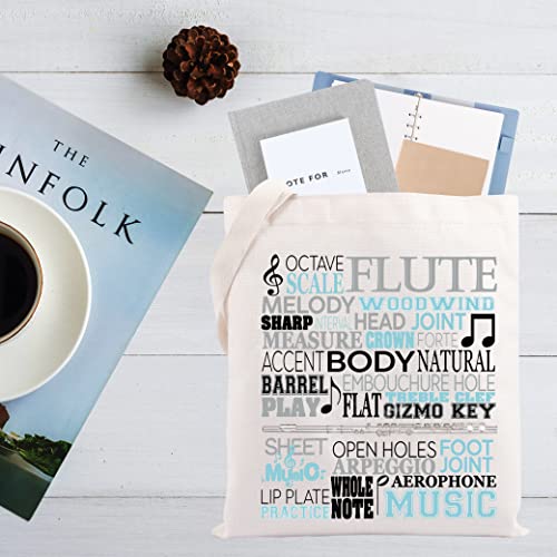 Cmnim Flutist Gift Flute Music Tote Bag Flute Player Gift Band Nerd Gift For Flute Girl Flute Teacher Musician Shoulder Bag (Flute Music Tb) #TOP2