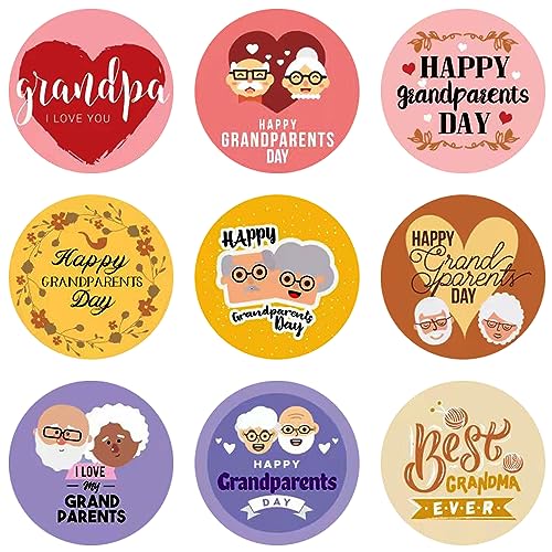 Happy Grandparents Day Party Supplies Round Stickers Best Grandma and Grandpa Ever Party Favors Circle Sticker Labels for Grandparents’ Birthday Party Gifts Box, Gift Bags 20 Sheets