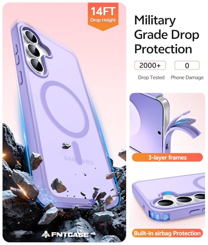 Image of FNTCASE for Samsung Galaxy S25 FE Case: Magnetic Translucent Matte Military Grade Drop Proof Protection Cell Phone Cover - Slim Rugged Durable Shockproof Protective S25Fe Cases (Light Purple-6.7 inch)