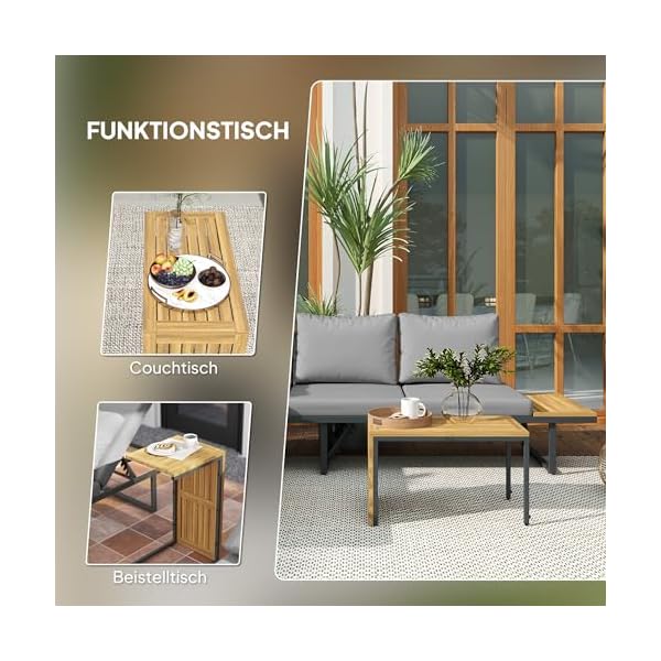 Patioco Akazienholz Lounge-Set L-Form Hellgrau