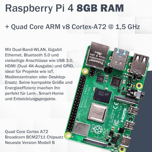 Raspberry Pi 4 8 Go RAM mini PC programmable avec câble Micro HDMI 4K - 3
