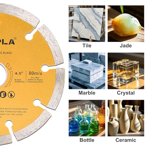 Gunpla 3 Pieces 115mm Diamond Blade Continuous Segmented Turbo Rim Dry Wet Circular Saw 4.5 inch Angle Grinder Disc 7/8 inch Arbor 22.2mm with Reducing Ring 20mm for Tile Masonry - Image 3