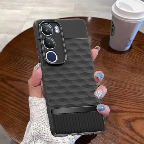 Image of Pikkme Back Cover for Vivo Y19s / Vivo Y29 5G Camera Protection 3D Hexa Cube Design Silicone Protective Bumper Case (Black)