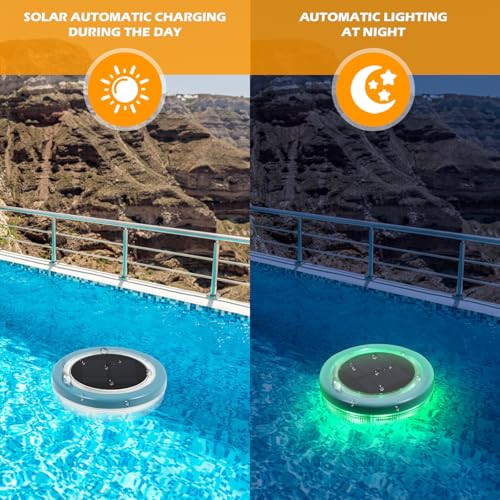 Luz Solar Flotante verde con encendido automático y resistencia al agua para piscina 7