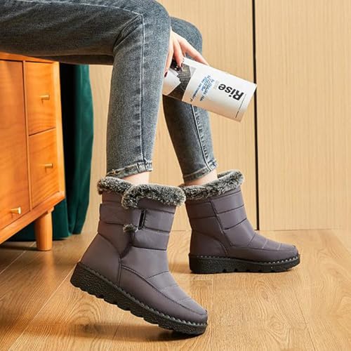 Bottes d'hiver chaudes à enfiler imperméables en taille 36 couleur gris - 8
