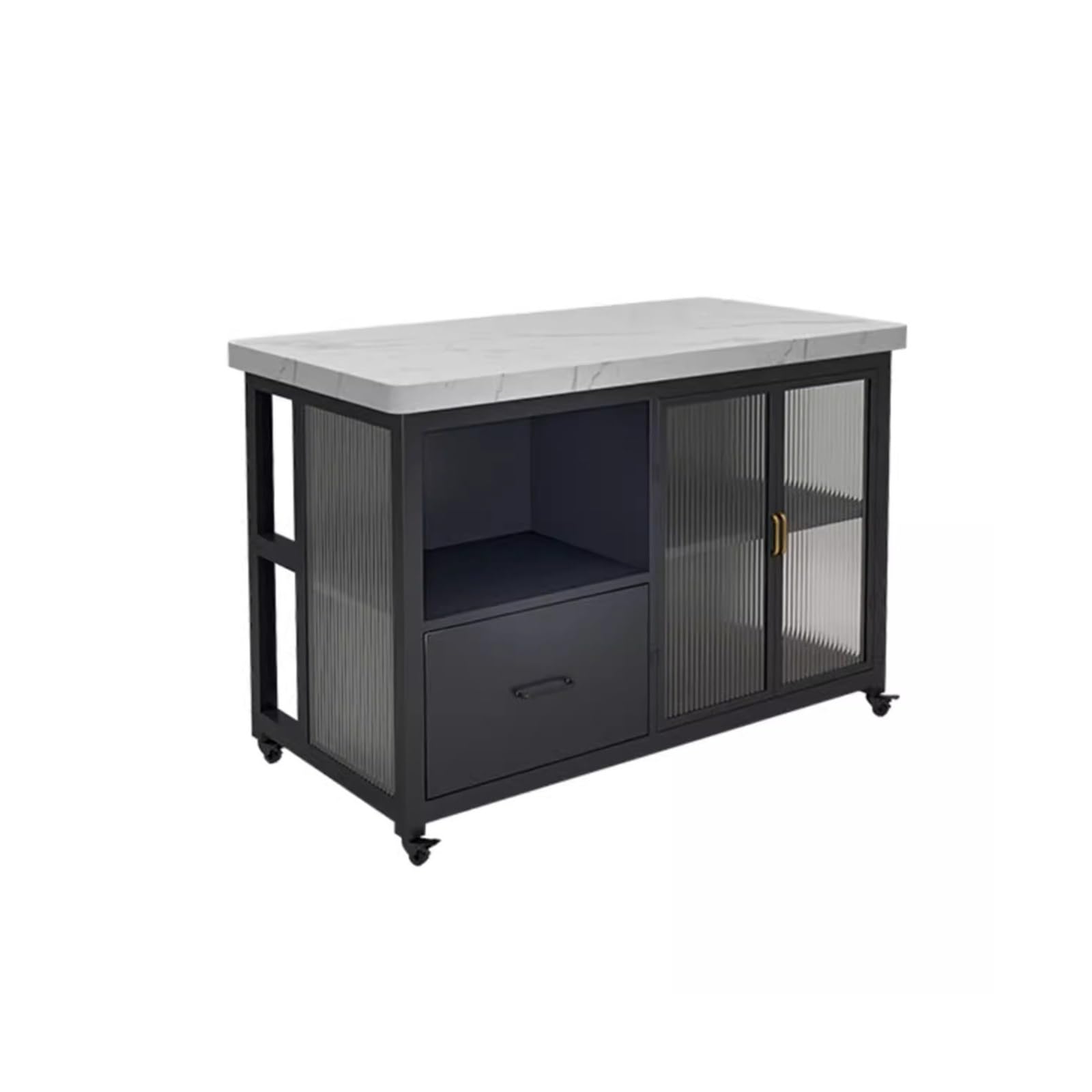 Fzl02068lm One Color Serving Trolleys Kitchen Open Sideboard Mobile Island Table Storage Cooking Organization
