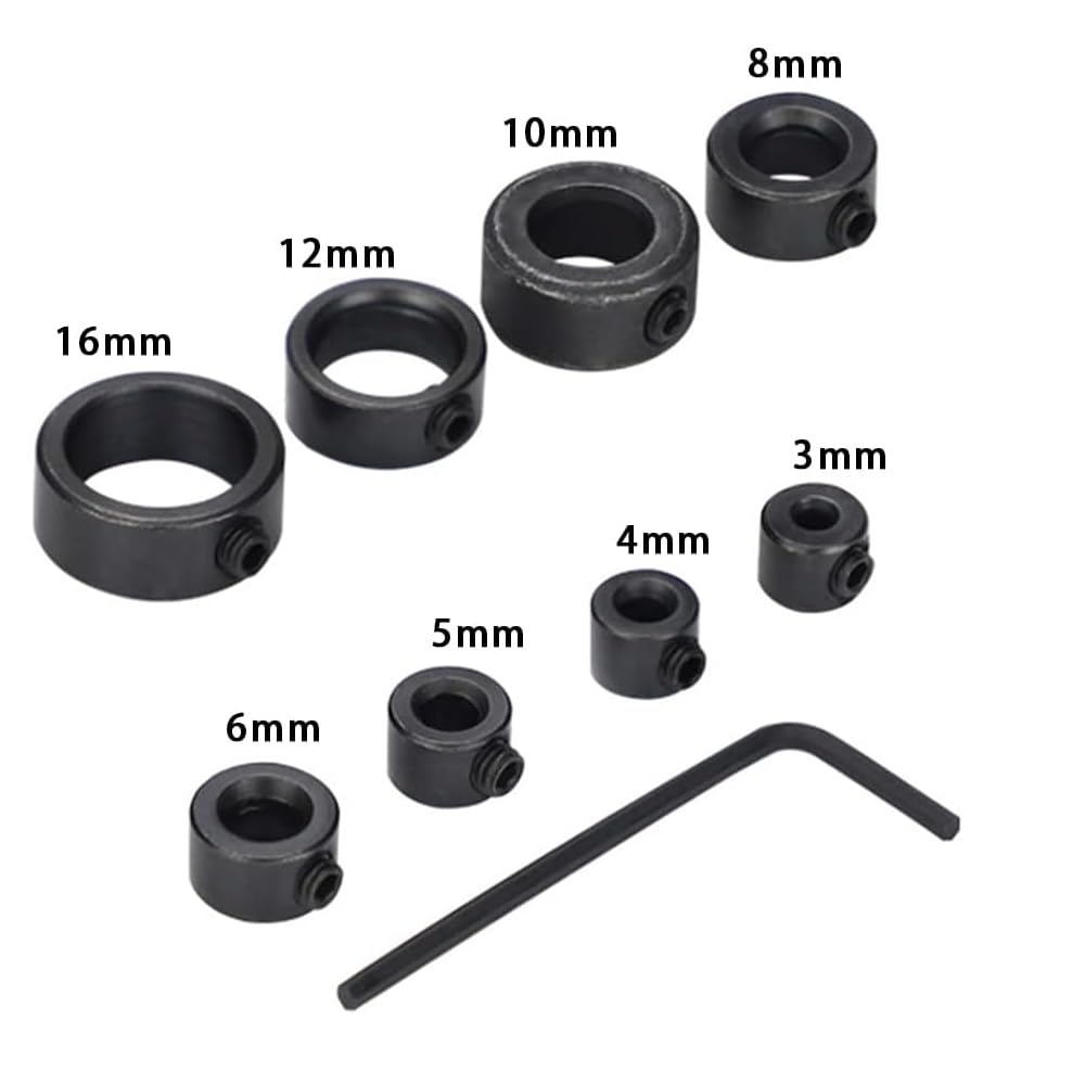 Lot De 9 Bagues De Butée De Profondeur 3 à 12 Mm Avec Clé - Limiteur Précis Pour Perceuse