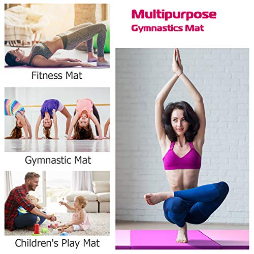 Giantex 4'X8'X2" Gymnastics Mat Thick Folding Panel Gym Fitness Exercise Mat Purple/Pink #TOP6