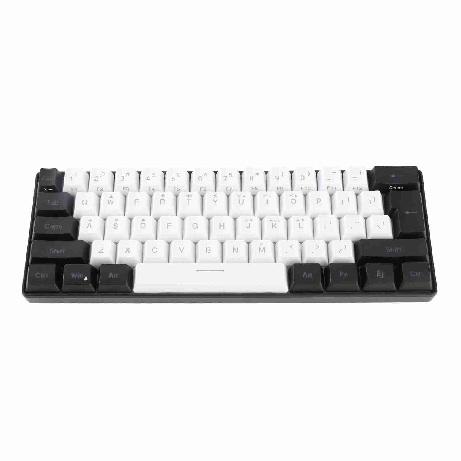 Yunir Mini Teclado RGB, Teclado para Juegos con Cable, Sensación Mecánica Ergonómica de 61 Teclas, con Interfaz Tipo C, Retroiluminación LED, para Juegos de Oficina y Negocios (White)