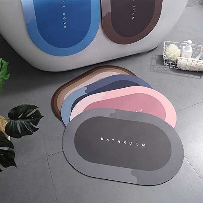 RIDHMIN Doormats Quick Drying Rubber Round Mats & Water Absorbent Door Mat for Home,Water Absorbing Non-Slip Bathroom Floor mats (Bathroom Print) (Multi Colour) 4