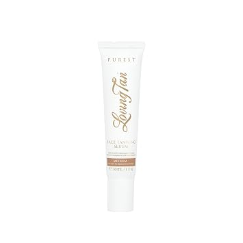 Loving Tan Purest Face Tanning Serum, Medium - Sunless Tanner Made From 97% Certified Organic & Naturally Derived Ingredients, 5+ Self Tanner Applications, Cruelty Free, Vegan - 1 Fl Oz