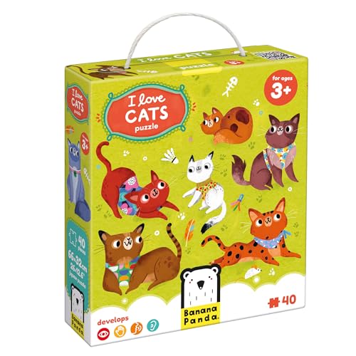 Puzzle de sol enfants 3 ans et plus I Love Cats 40 grandes pièces géant