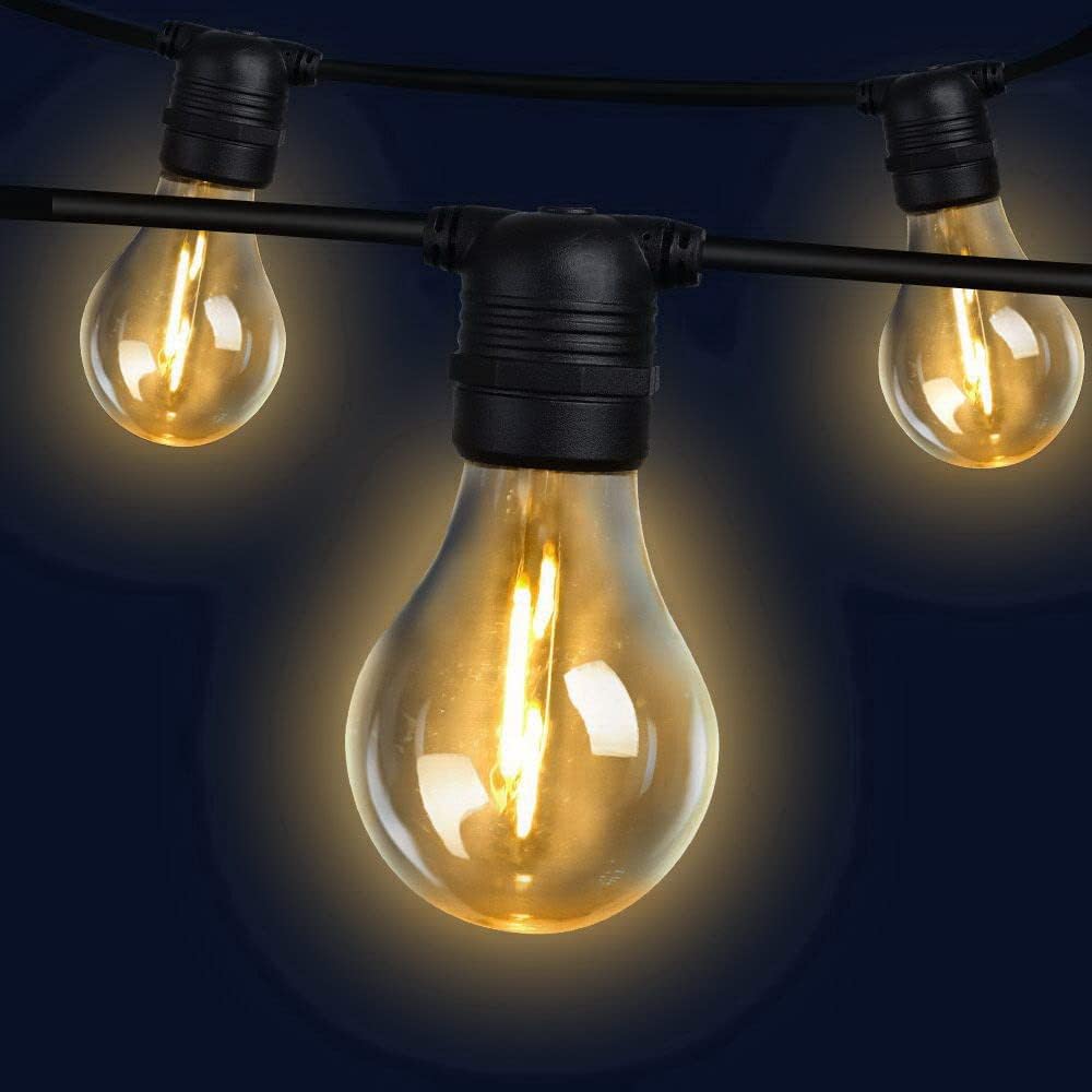 LED Outdoor String Lights Geecol 49Ft Waterproof IP65 Commercial Grade