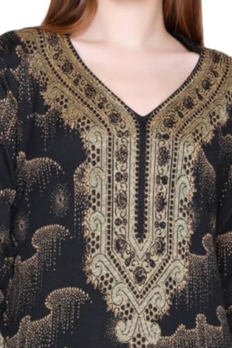Image of REBECCA Women's Winter Woolen Kurti Jacquard Straight Fit Ethnic Wear with 2 Side Pockets