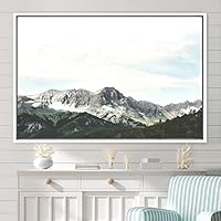 Framed Canvas Wall Art Mountainscape Aerial Dramatic Landscape Mountain Top Multicolor Photography Realism Rustic Warm - 16x24 inches