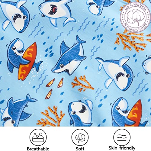 Image of Brandream Crib Bedding Set for Boys 100% Cotton 6 Piece Baby Toddler Nursery Bedding Set with Fitted Crib Sheet, Dust Ruffle - Blue Ocean Nautical Aquatic Whale Shark Coral Theme