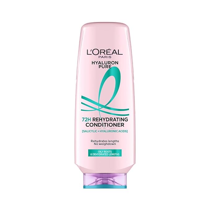 L'OREAL PARIS Unscented Hyaluron Pure 72H Rehydrating Conditioner for All Hair Types For Smooth Tangle-Free Hair, 340 Millilitres