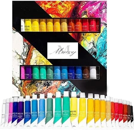 MURCY Acrylic Paint Set - 24 Pack of 12ml Craft Colors for Endless Artistic Adventures on Wood, Canvas, Fabric, and Ceramics! (24 Pack Of 12Ml)