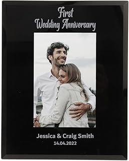 Personalised 1st First Wedding Anniversary Photo Frame Gifts for Couples Gifts for Husband Wife Bespoke ANY Anniversary 6x4 7x5 Glass Photo Frame