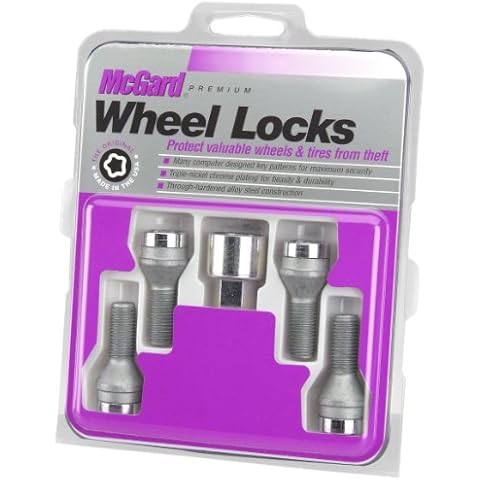 McGard 27216 Chrome Bolt Style Cone Seat Wheel Locks (M12 x 1.25) Set of 4 Locks / 1 Key Cover