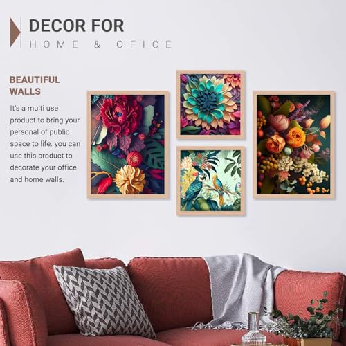 Image of kotart Aesthetic Modern Wall Decor Paintings with Frame for Home Decoration - Painting for Living Room Bedroom - Painting for Wall Decoration - Pack of 4 (Art 4, Big (13x17 or 13x13 inch))