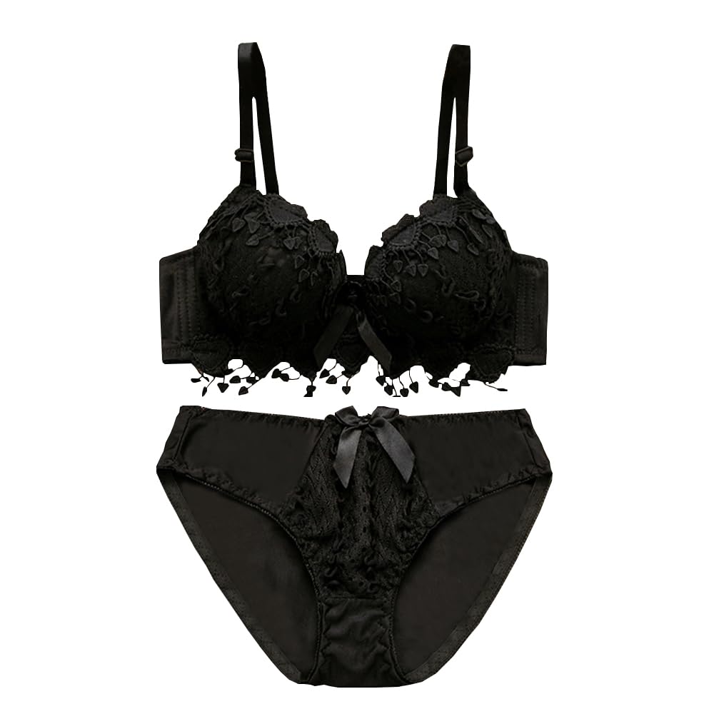 Designer Embroidery Bridal Comfortable Underwire Lingerie Padded Push up Bra & Panty Set for Women 30B - 36B-image-11