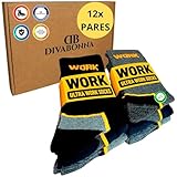 DIVABONNA 6-12 Pares Calcetines Trabajo Hombre Reforzados, Work Socks Transpirables y Cómodos, Puntera y Talón Acolchados (Surtido, 40-46, Pack X12)