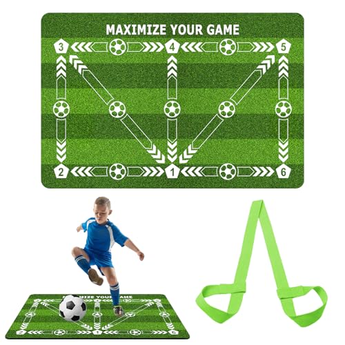 Tapete De Entrenamiento De Fútbol,90x60cm Alfombra De Entrenamiento De Fútbol Con Cinturón De Lazo,Silencioso Mat De Fútbol,Estera De Entrenamiento De Fútbol Para Entrenamiento De Fútbol