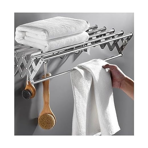 Tendedero extensible de acordeón de pared – Secador de ropa de acero inoxidable con 50-80 cm de ancho, toallero para baño y balcón (tamaño: 50 cm)