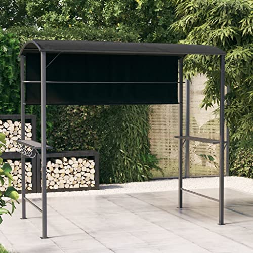 Artículo: cenador con techo de 220 x 110 x 200 cm, antracita, césped y jardín, vida al aire libre, estructuras al aire libre, toldos y cenadores